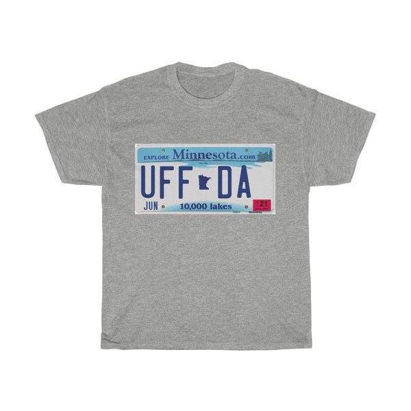 Uffda Minnesota License Plate Unisex Heavy Cotton Tee