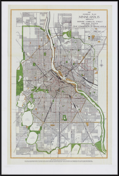 City of Minneapolis Master Plan, 1917 Framed Print