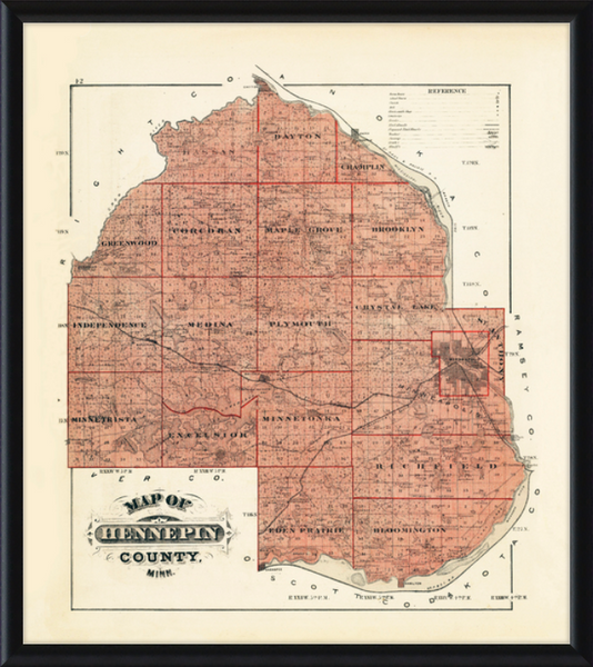 1874 Map of Hennepin County