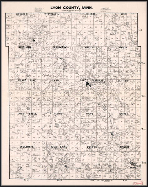 Lyon County Minnesota 1884 Plat Map Custom Framed Print