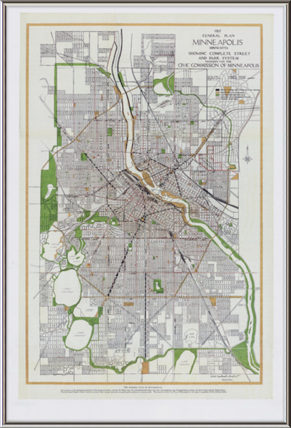 City of Minneapolis Master Plan, 1917 Framed Print