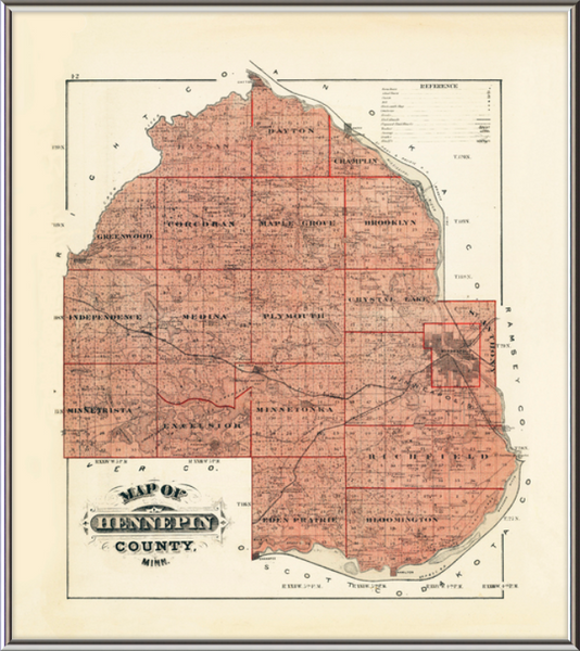 1874 Map of Hennepin County