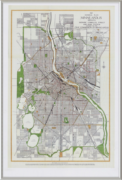 City of Minneapolis Master Plan, 1917 Framed Print