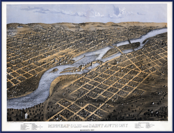 Minneapolis and Saint Anthony, Minnesota 1867 Framed Print