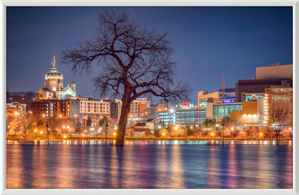 Mississippi River Flooding, St. Paul, Minnesota, 2019 Framed Print