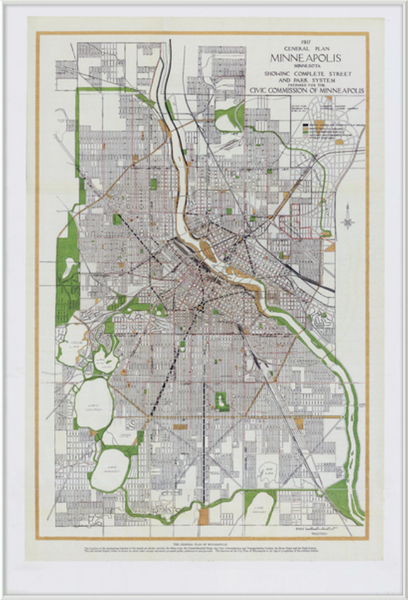 City of Minneapolis Master Plan, 1917 Framed Print