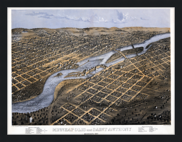 Minneapolis and Saint Anthony, Minnesota 1867 Framed Print