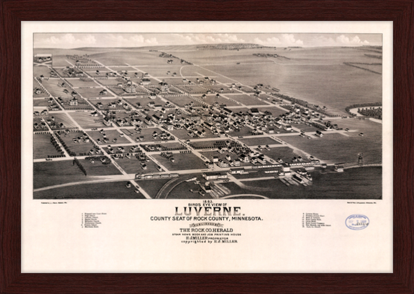 1883 Bird's-eye View of Luverne Minnesota Framed Print