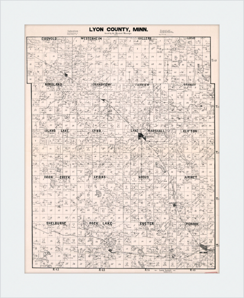 Lyon County Minnesota 1884 Plat Map Custom Framed Print