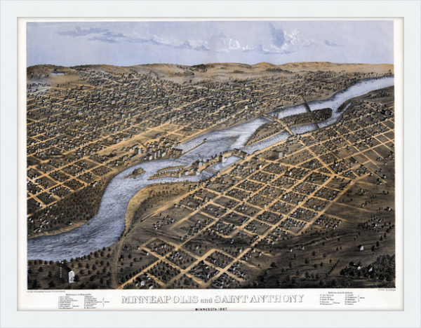 Minneapolis and Saint Anthony, Minnesota 1867 Framed Print