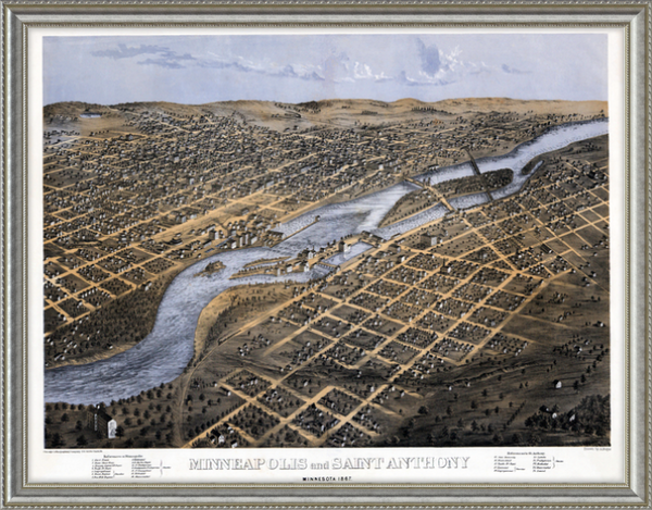 Minneapolis and Saint Anthony, Minnesota 1867 Framed Print