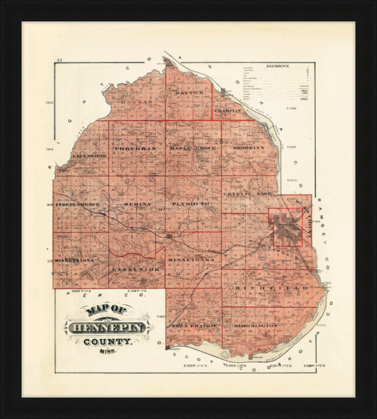 1874 Map of Hennepin County