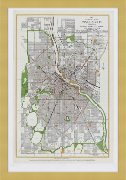 City of Minneapolis Master Plan, 1917 Framed Print