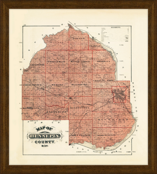 1874 Map of Hennepin County