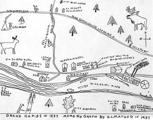 Hand-drawn Map of Grand Rapids Minnesota 1887 Poster