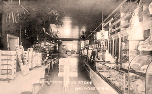 Interior, Zuerchers Drug Store, Melrose, Minnesota, 1910s Postcard Reproduction