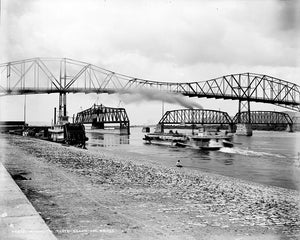 The Levee Below The Bridge, Winona, Minnesota, 1898 Archival Matte Paper Wooden Framed Poster