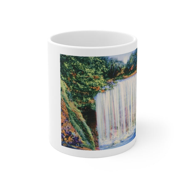 Minnehaha Falls Minneapolis Minnesota 1938 White Ceramic Mug