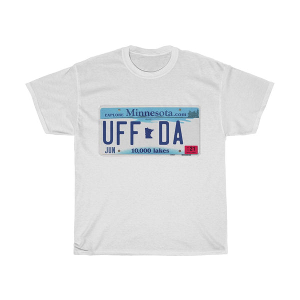 Uffda Minnesota License Plate Unisex Heavy Cotton Tee