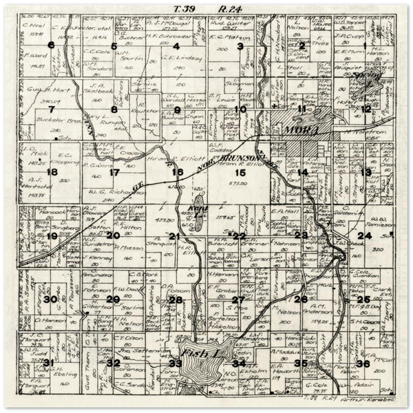 Plat Map of Arthur Township in Kanabec County, Minnesota, 1916, Premium Matte Paper Poster