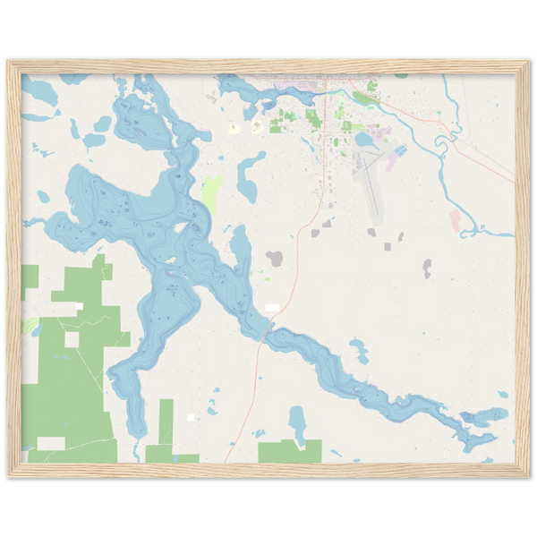 Pokegama Lake Depth Map in Wood Frame (Grand Rapids, Minnesota)