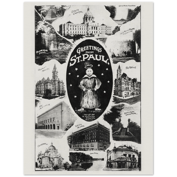 Postcard Image from 1908 Showing Multiple Views of St. Paul, Minnesota Archival Matte Paper Poster