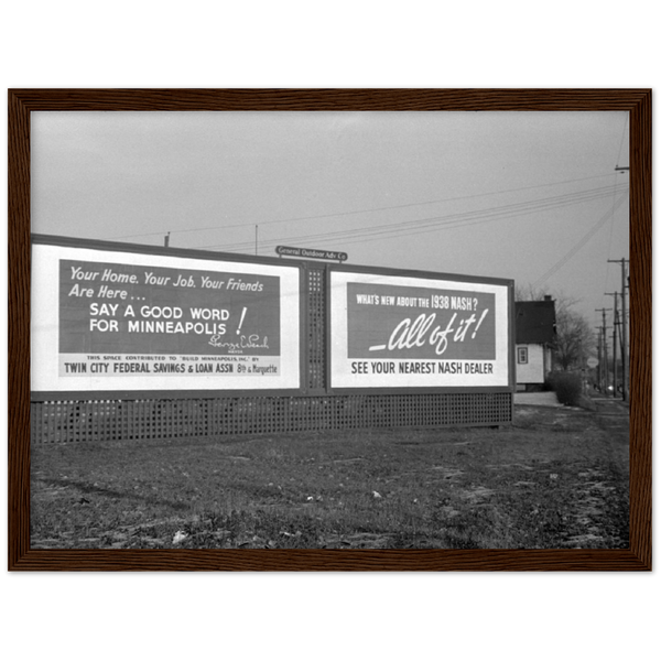 Minneapolis Billboards 1937 Classic Semi-Glossy Paper Wooden Framed Poster