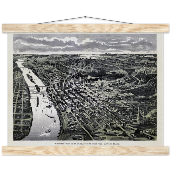 Bird's-eye view of St. Paul, looking west from Dayton's Bluff Premium Matte Paper Poster & Hanger