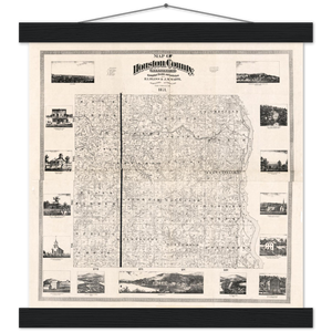 1871 Plat Map of Houston County Minnesota Poster & Hanger