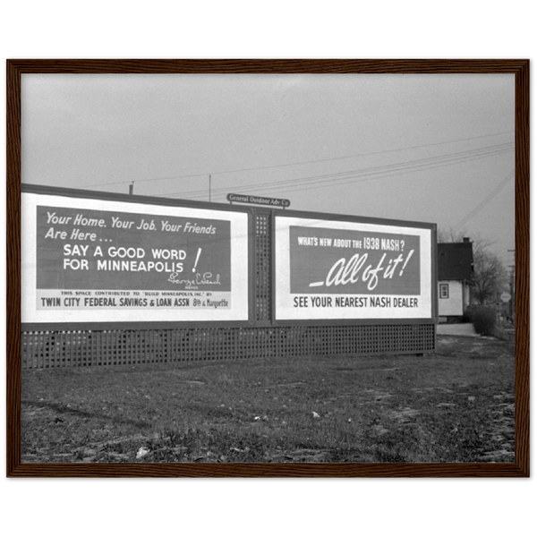 Minneapolis Billboards 1937 Classic Semi-Glossy Paper Wooden Framed Poster