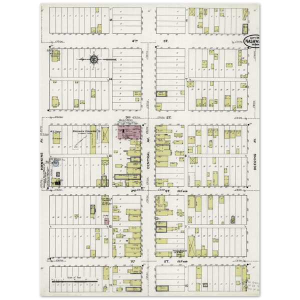 Nashwauk Minnesota Sanborn Map 1909 Archival Matte Paper Poster