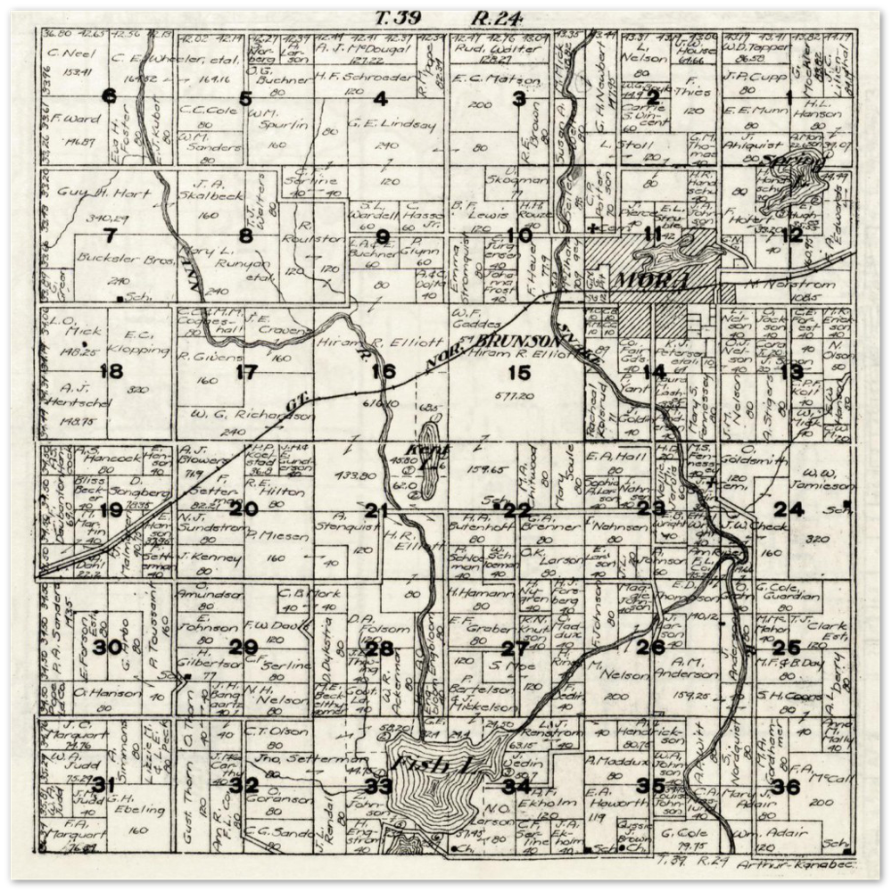 Plat Map of Arthur Township in Kanabec County, Minnesota, 1916, Premium Matte Paper Poster