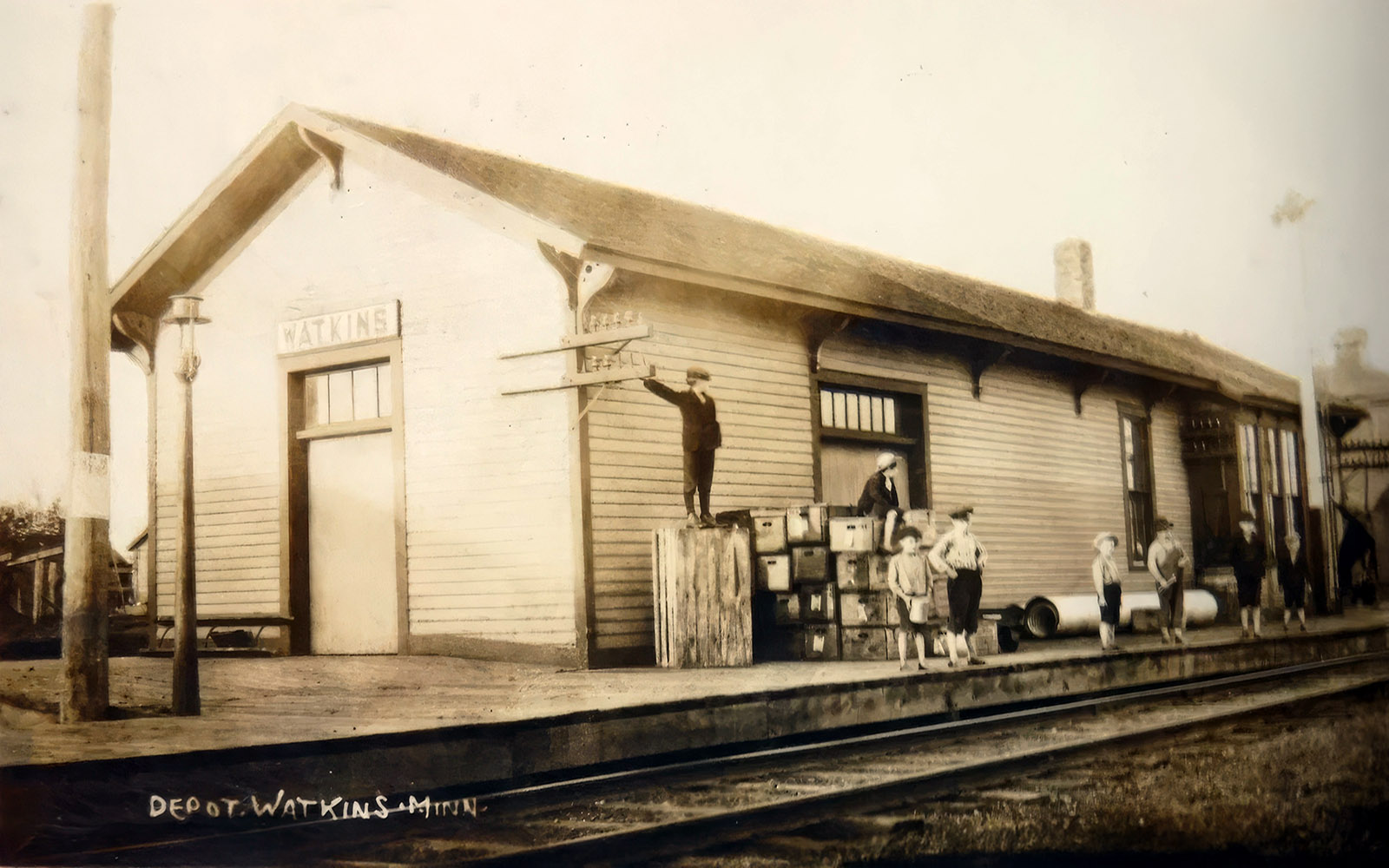 Railroad Depot, Watkins, Minnesota, 1910s Print